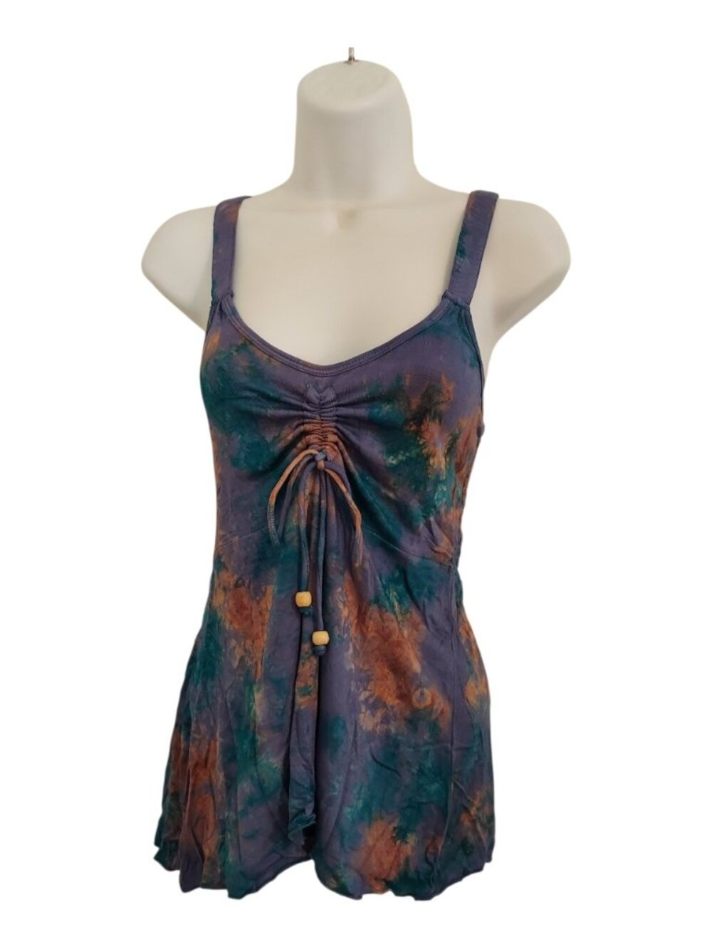 NWT Rayon Tie Dye Flowy Cinch Tank Top-Various Sizes - Picture 6 of 6